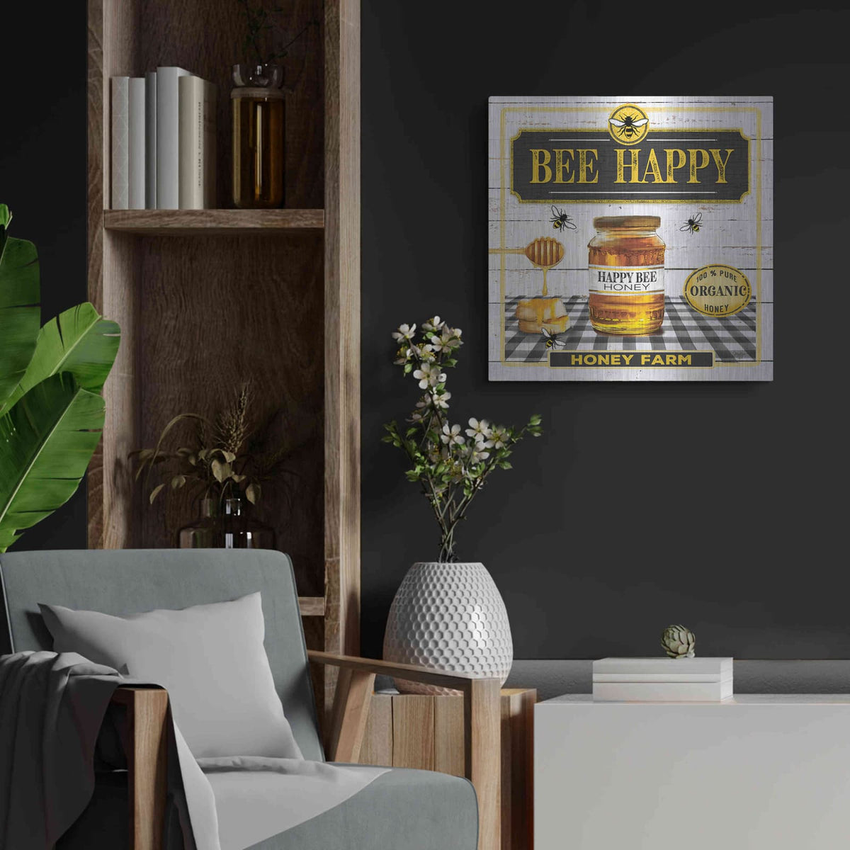 'Honey' by Mollie B Art – Metal Wall Art, 24x24 room view
