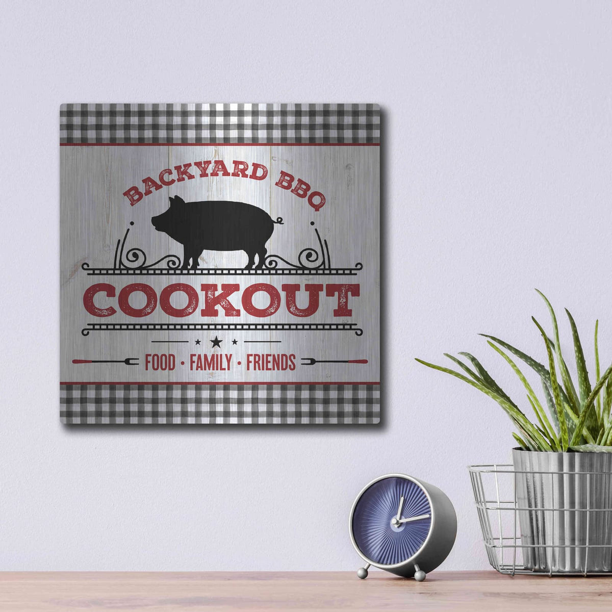 'Backyard BBQ Cookout' by Mollie B Art – Metal Wall Art, 12x12 room view
