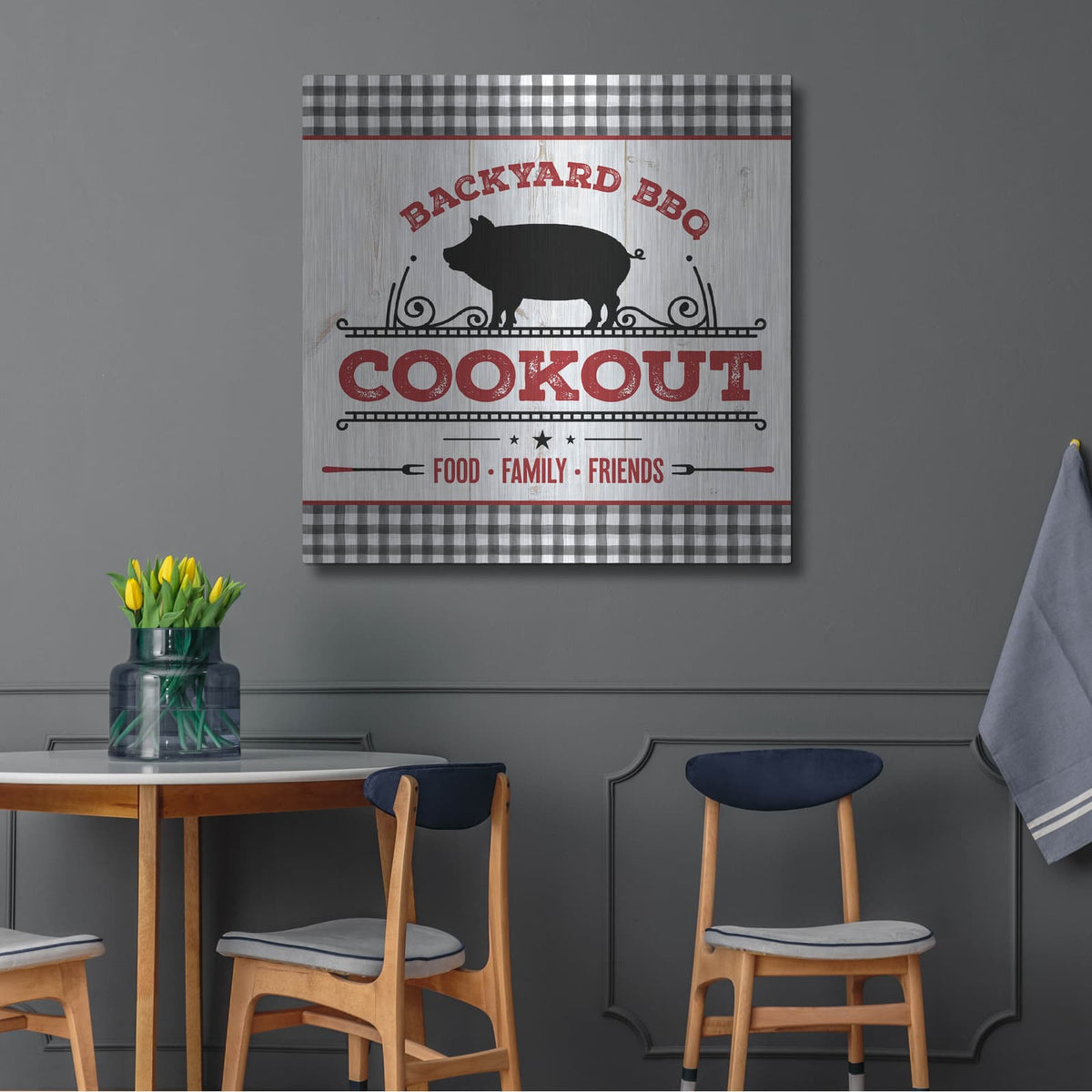 'Backyard BBQ Cookout' by Mollie B Art – Metal Wall Art, 36x36 room view