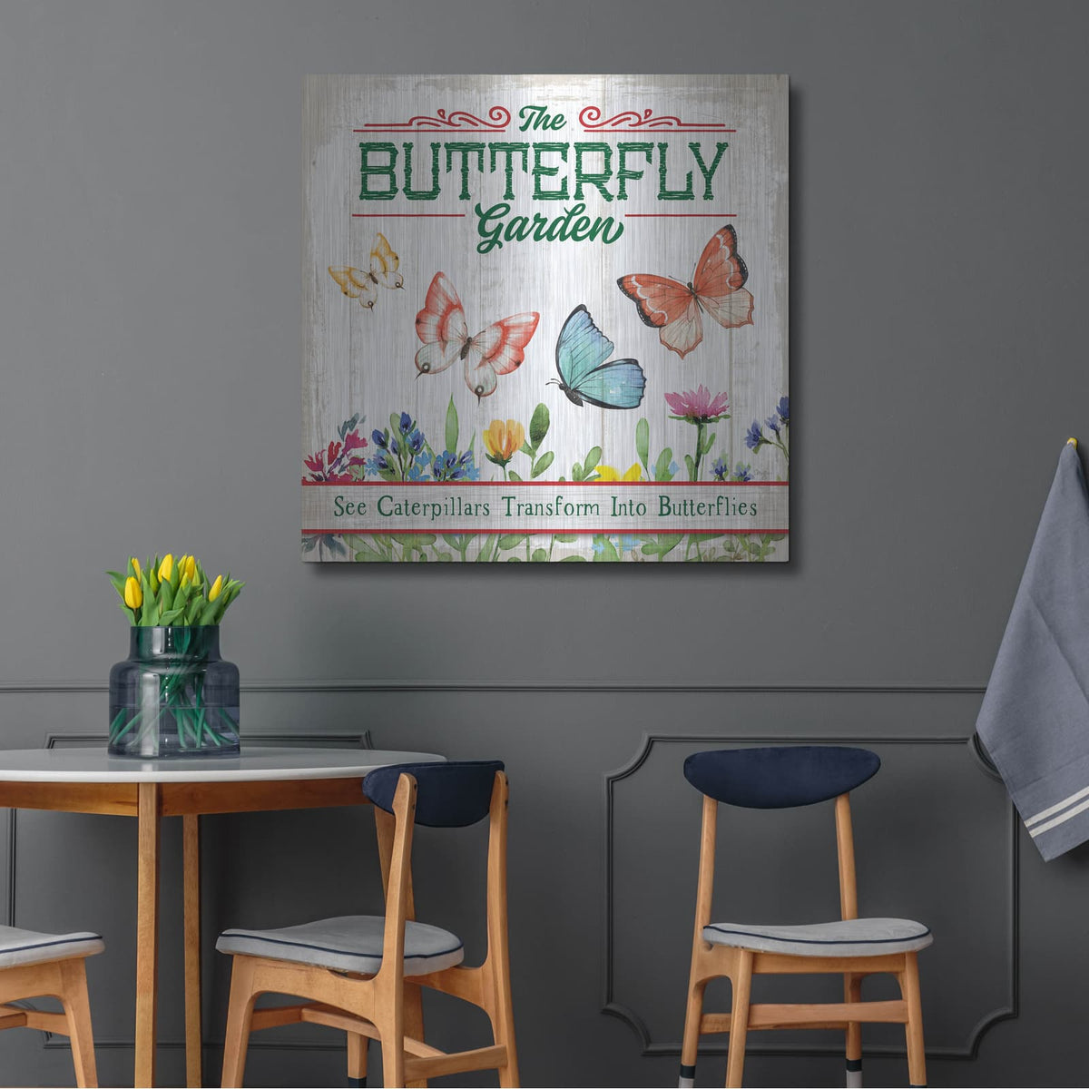 'Butterly Farm' by Mollie B Art – Metal Wall Art, 36x36 room view