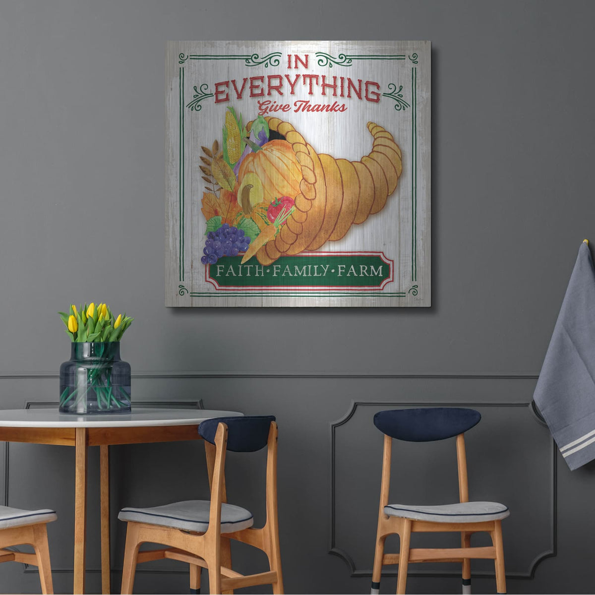 'Give Thanks' by Mollie B Art – Metal Wall Art, 36x36 room view