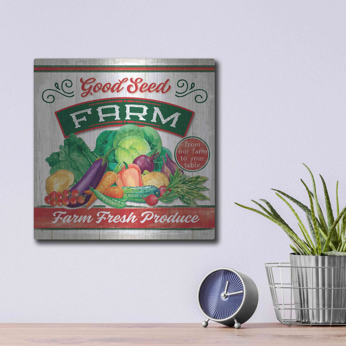 'Good Seed' by Mollie B Art – Metal Wall Art, 12x12 room view