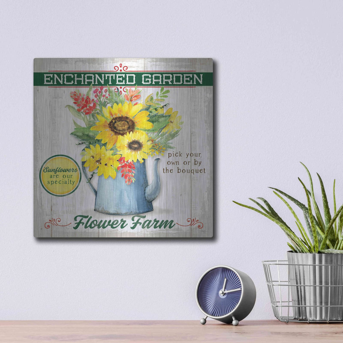 'Sunflower' by Mollie B Art – Metal Wall Art, 12x12 room view