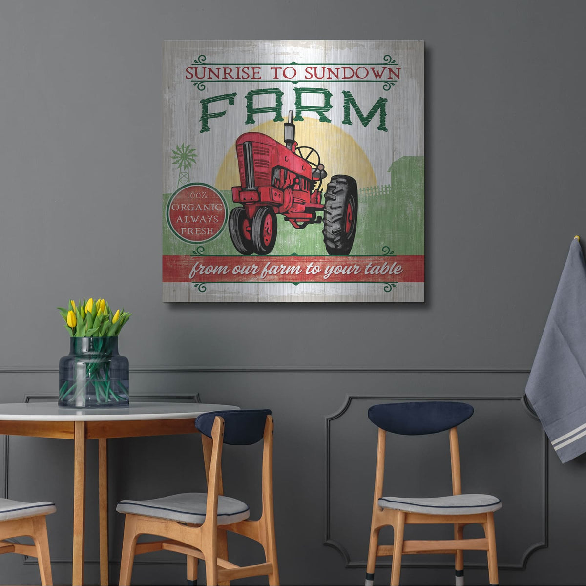 'Tractor' by Mollie B Art – Metal Wall Art, 36x36 room view