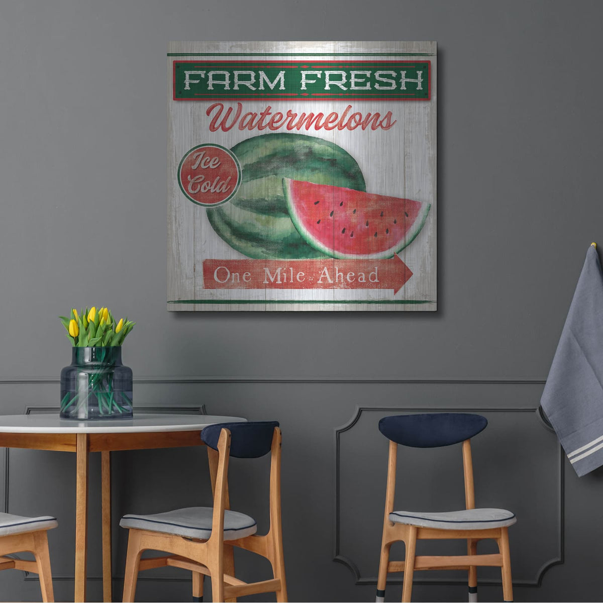 'Watermelon Farm' by Mollie B Art – Metal Wall Art, 36x36 room view