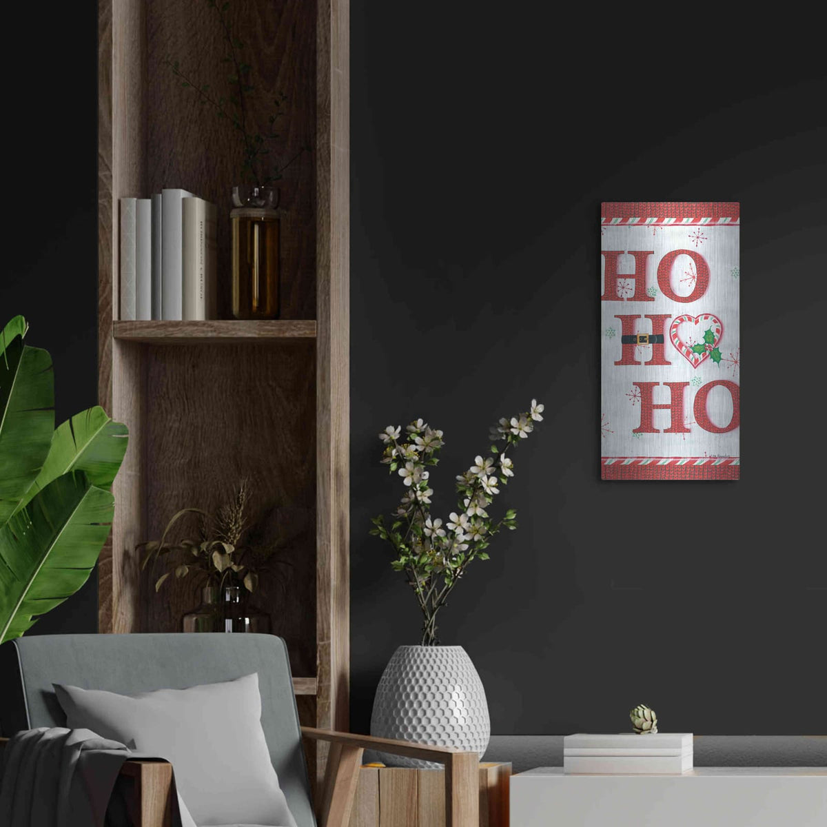 'Ho Ho Ho' by Lisa Kennedy – Metal Wall Art, 12x24 room view