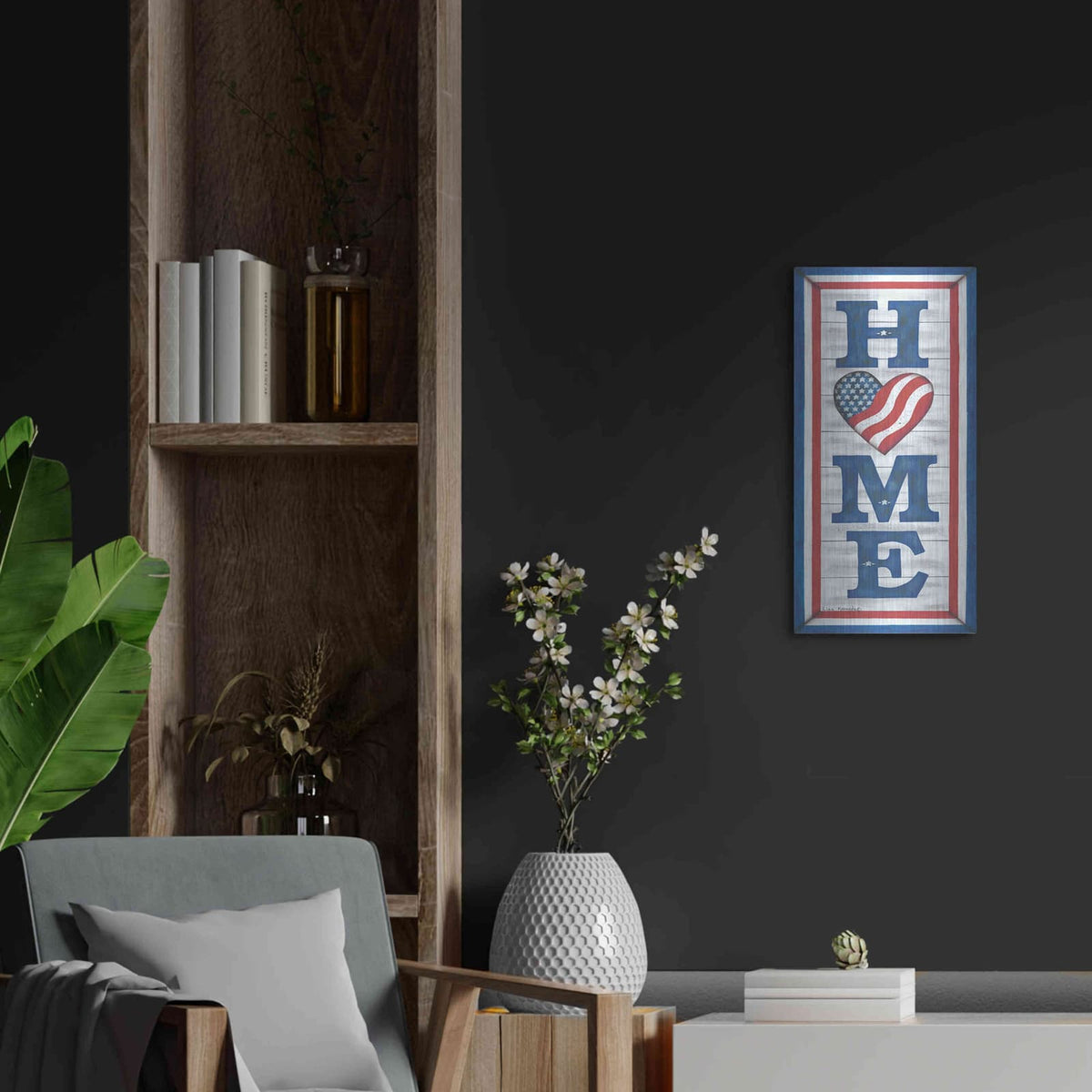 'Patriotic Home' by Lisa Kennedy – Metal Wall Art, 12x24 room view
