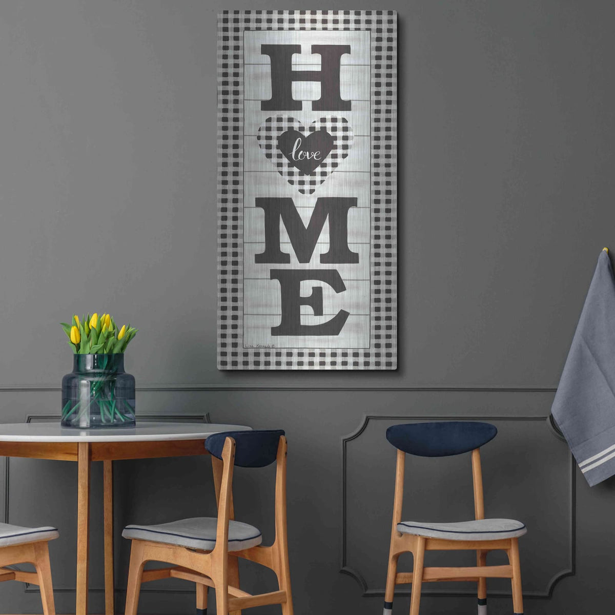'Black & White Plaid Home' by Lisa Kennedy – Metal Wall Art, 24x48 room view