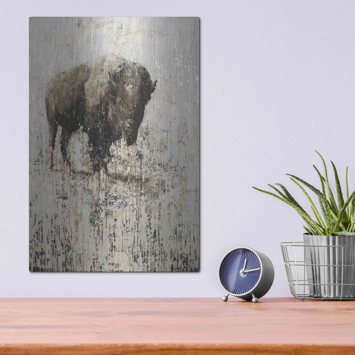 'Lone Buffalo' by Matt Flint – Metal Wall Art, 12x16 room view