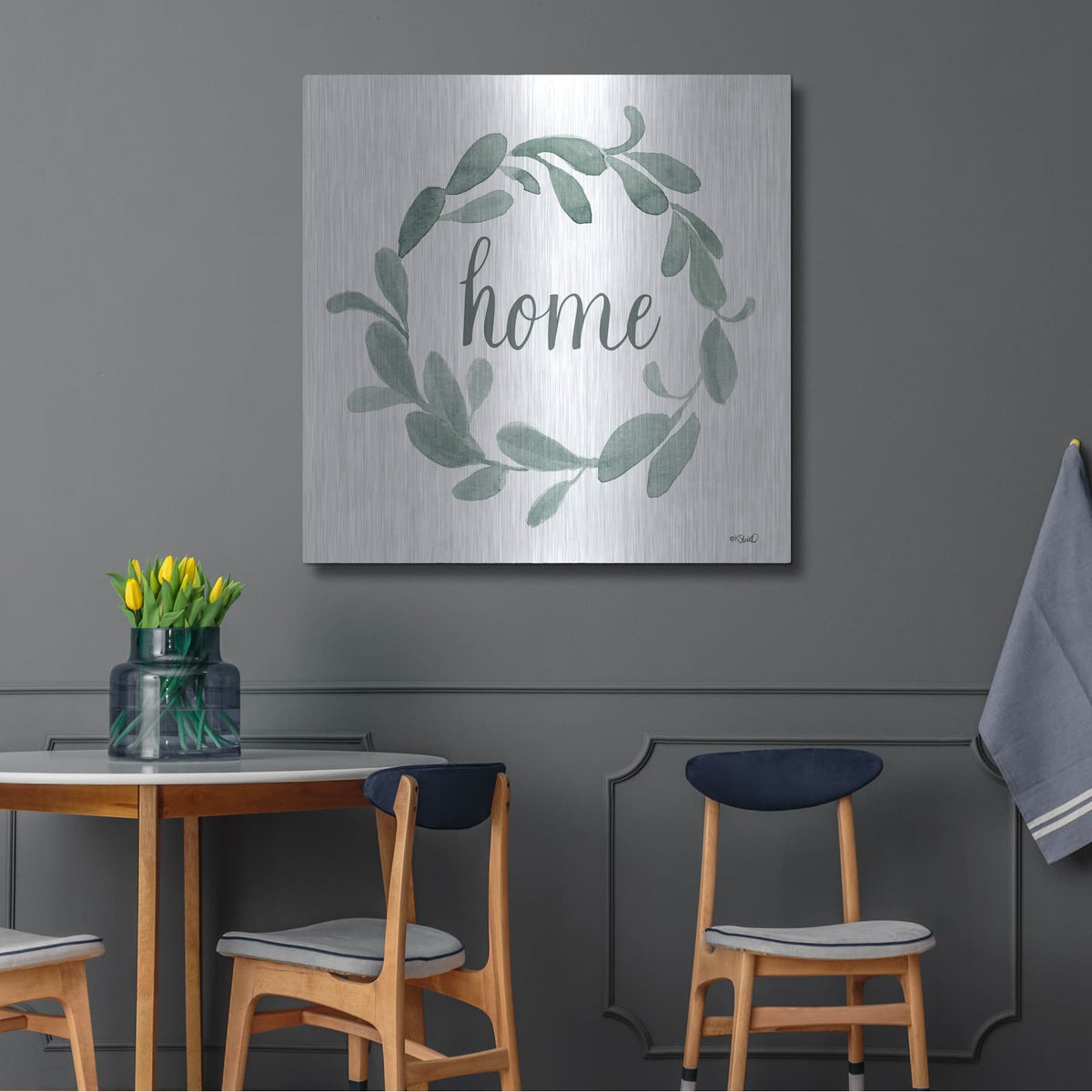 'Welcome Home Wreath' by Kate Sherrill – Metal Wall Art, 36x36 room view