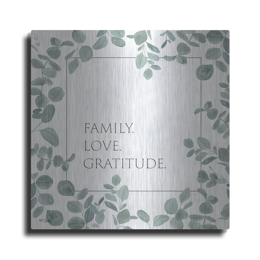 'Family Love Gratitude Eucalyptus' by Kate Sherrill – Metal Wall Art