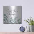 'Bless This Home Eucalyptus' by Kate Sherrill – Metal Wall Art, 12x12 room view