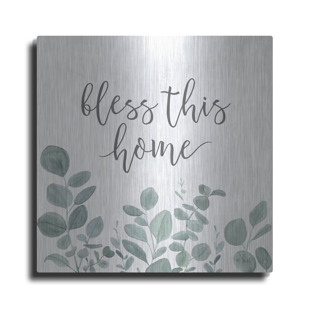 'Bless This Home Eucalyptus' by Kate Sherrill – Metal Wall Art
