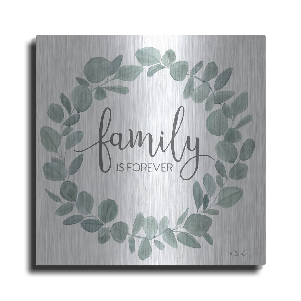 'Family Forever Eucalyptus Wreath' by Kate Sherrill – Metal Wall Art