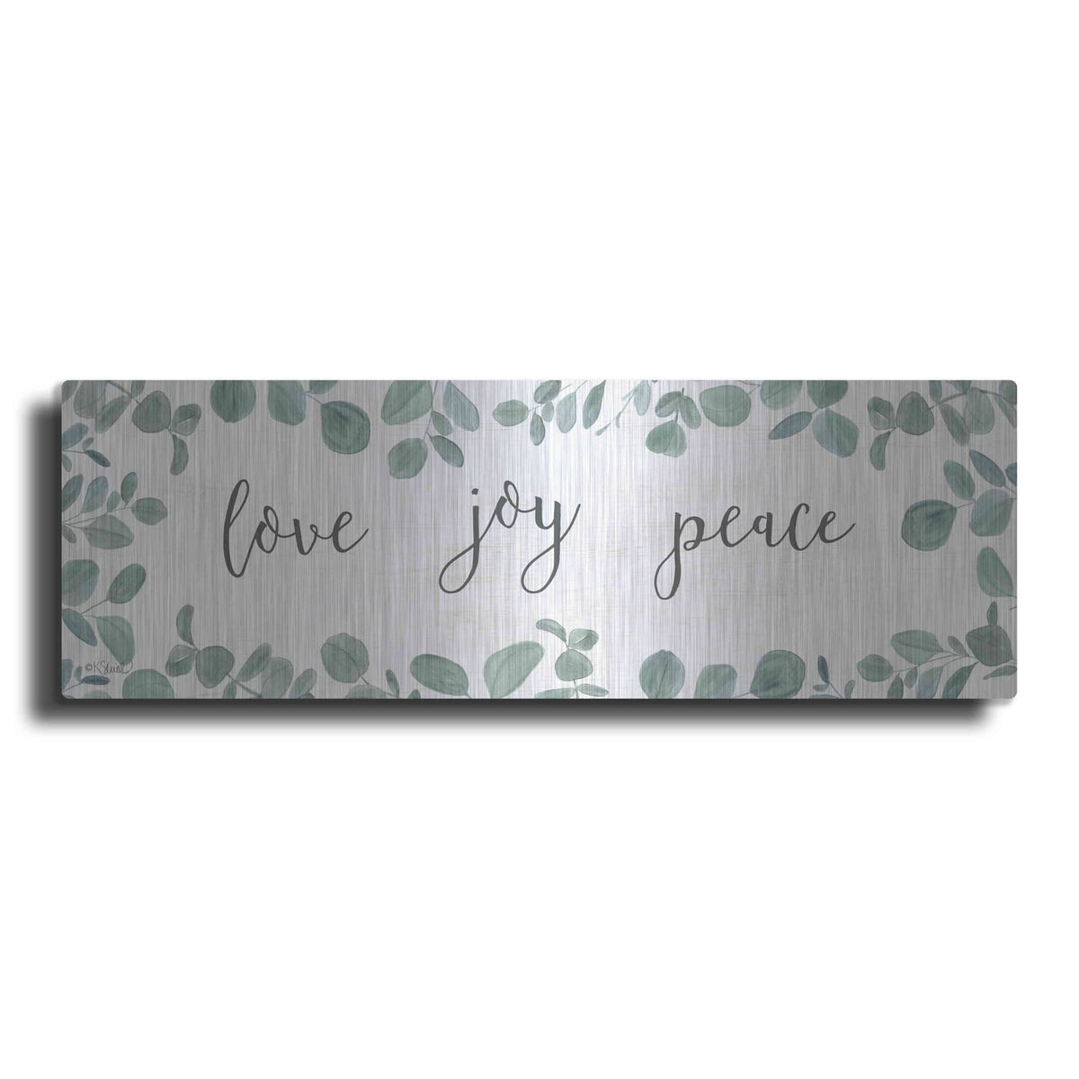 'Love-Joy-Peace Eucalyptus' by Kate Sherrill – Metal Wall Art