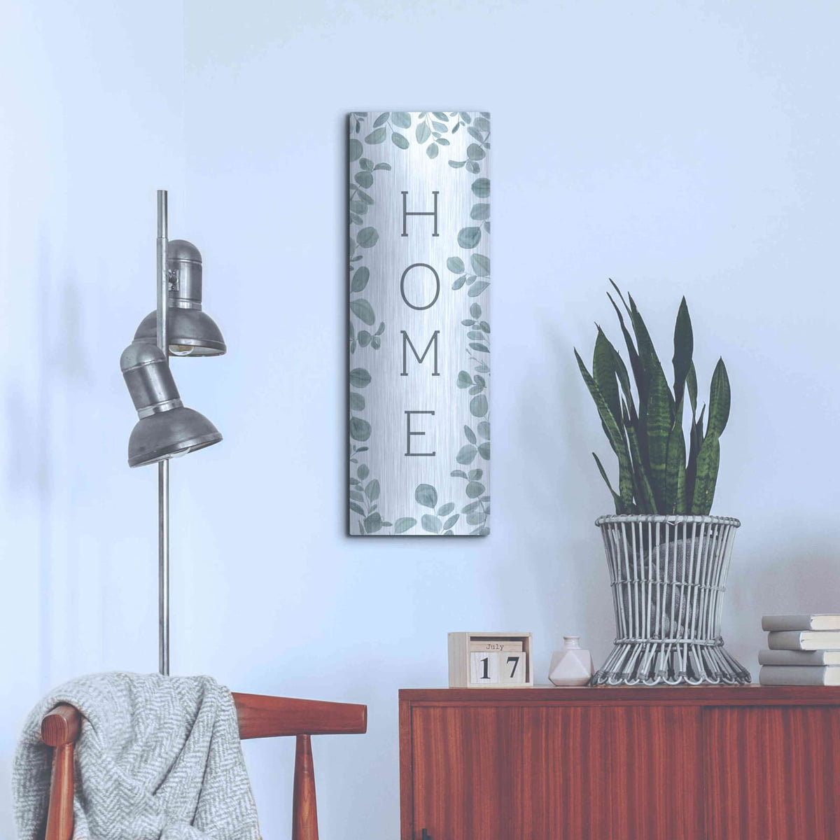'Home Eucalyptus II' by Kate Sherrill – Metal Wall Art, 12x36 room view