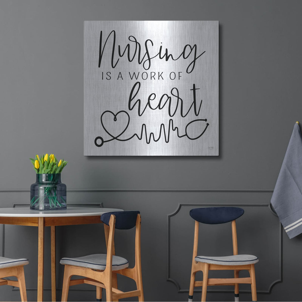 'Nursing a Work of Heart' by Lux + Me – Metal Wall Art, 36x36 room view