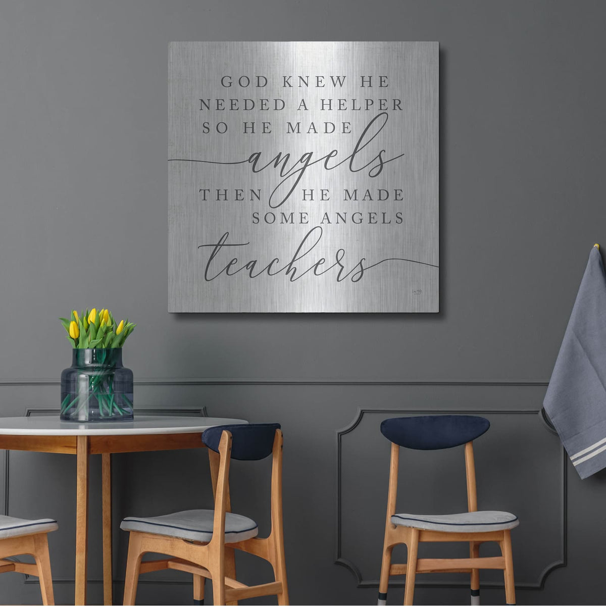 'God Made Angel Teachers' by Lux + Me – Metal Wall Art, 36x36 room view