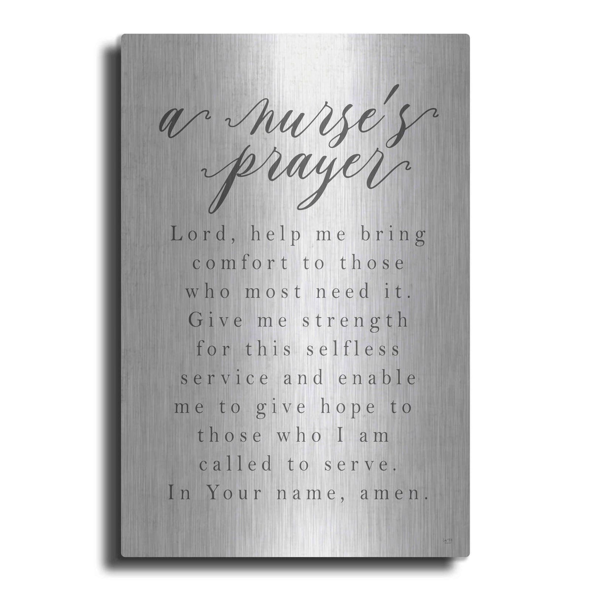 'A Nurse's Prayer' by Lux + Me – Metal Wall Art