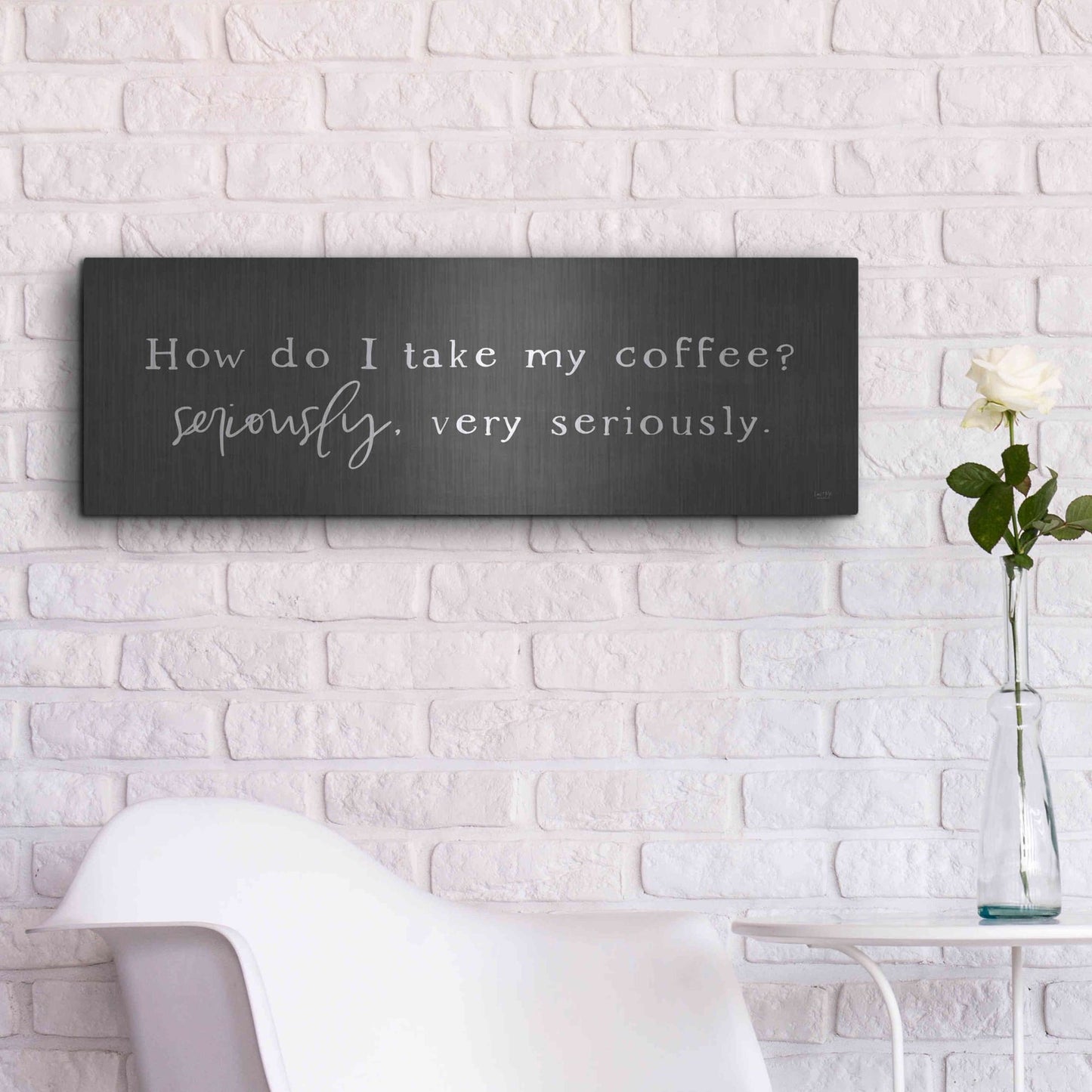 Luxe Metal Art 'Coffee is Serious' by Lux + Me Designs, Metal Wall Art,36x12