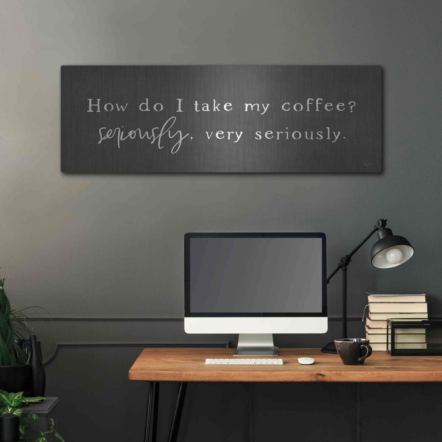 Luxe Metal Art 'Coffee is Serious' by Lux + Me Designs, Metal Wall Art,48x16