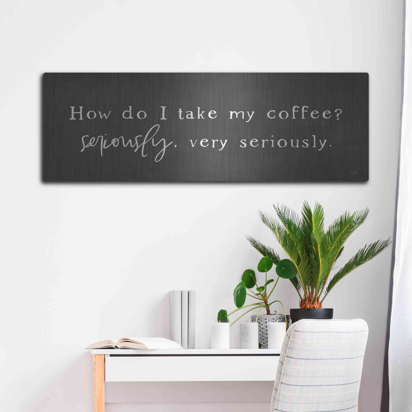 Luxe Metal Art 'Coffee is Serious' by Lux + Me Designs, Metal Wall Art,48x16