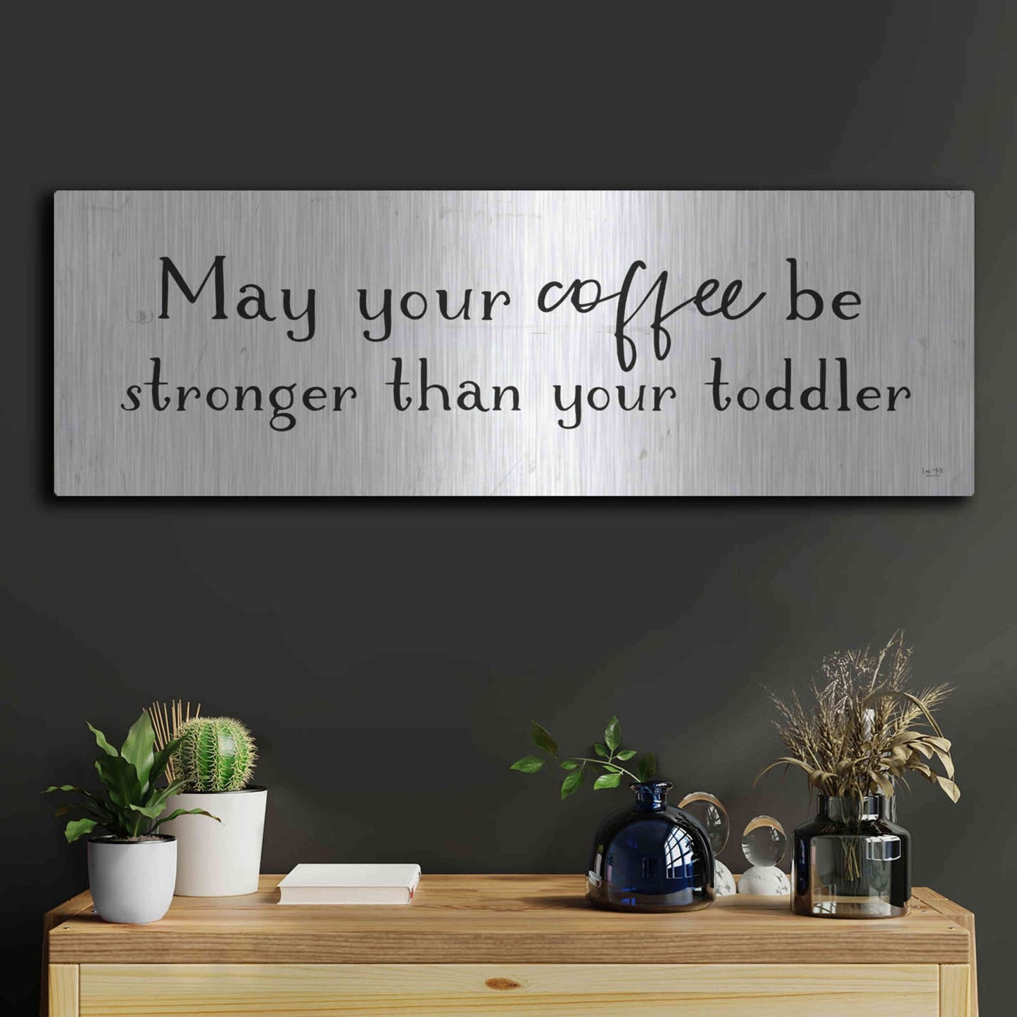 Luxe Metal Art 'Strong Coffee' by Lux + Me Designs, Metal Wall Art,36x12