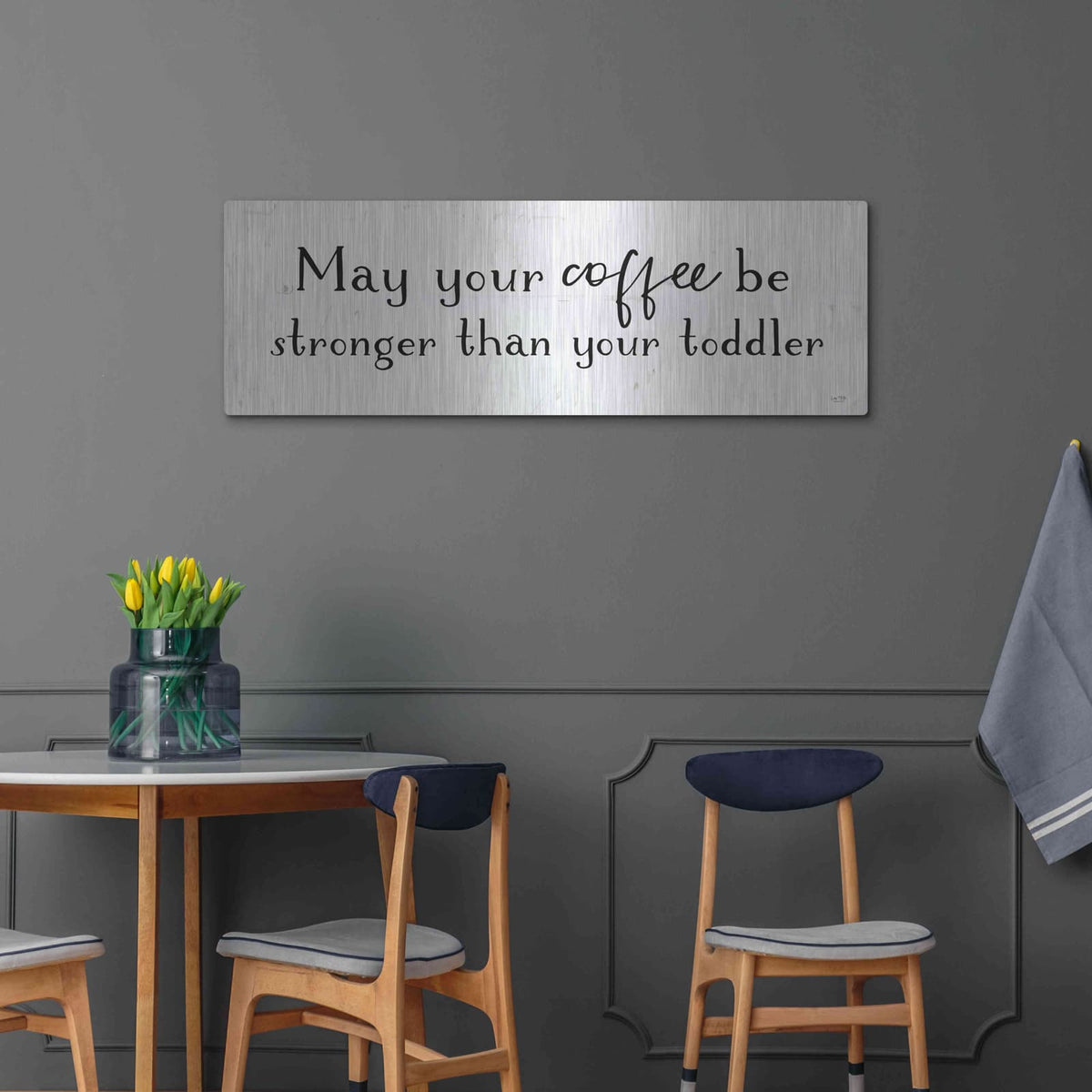 'Strong Coffee' by Lux + Me – Metal Wall Art, 48x16 room view