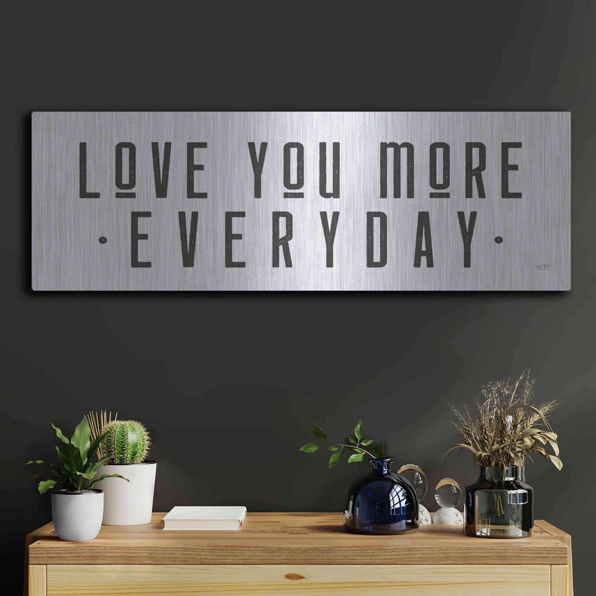 Luxe Metal Art 'Love You More' by Lux + Me Designs, Metal Wall Art,36x12