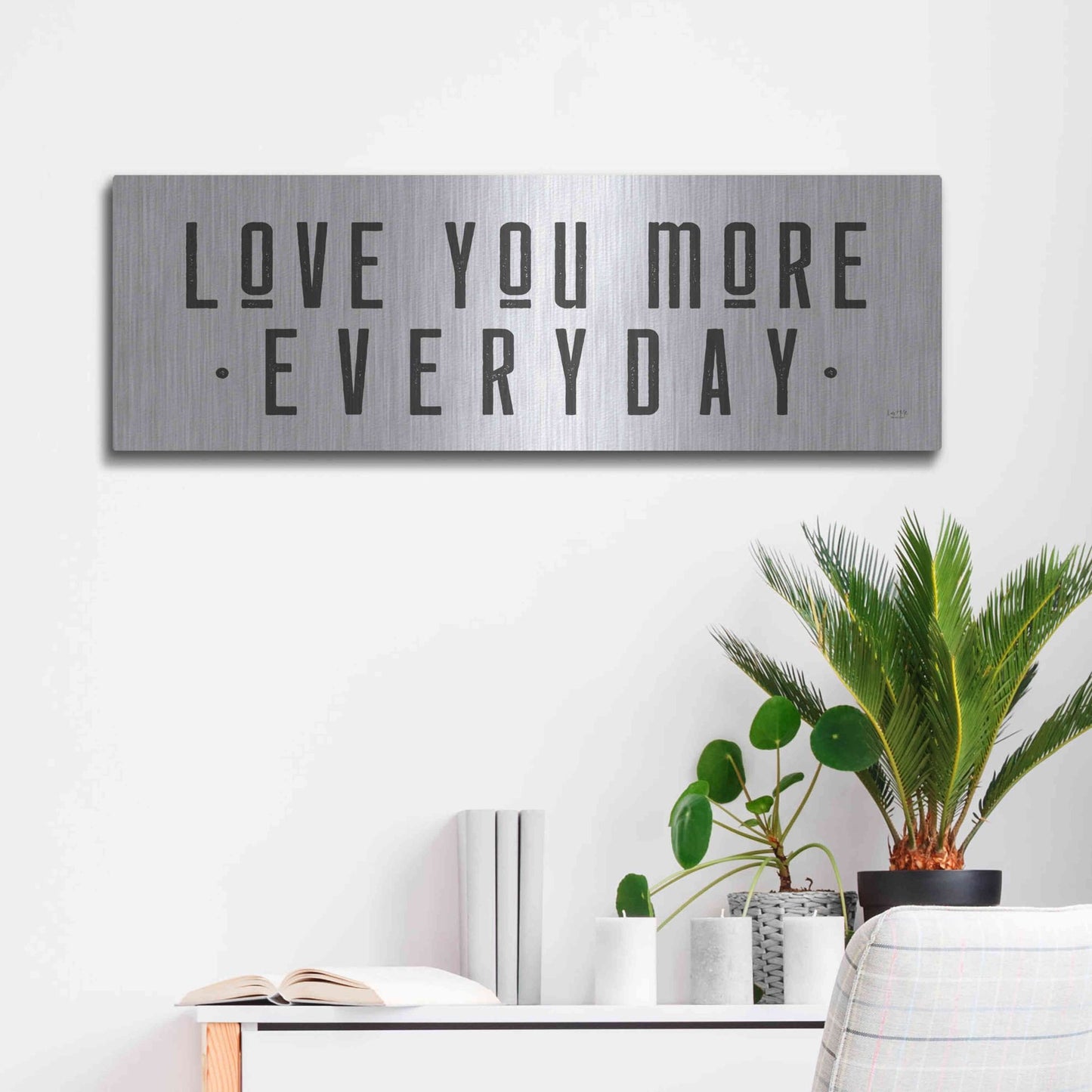Luxe Metal Art 'Love You More' by Lux + Me Designs, Metal Wall Art,36x12