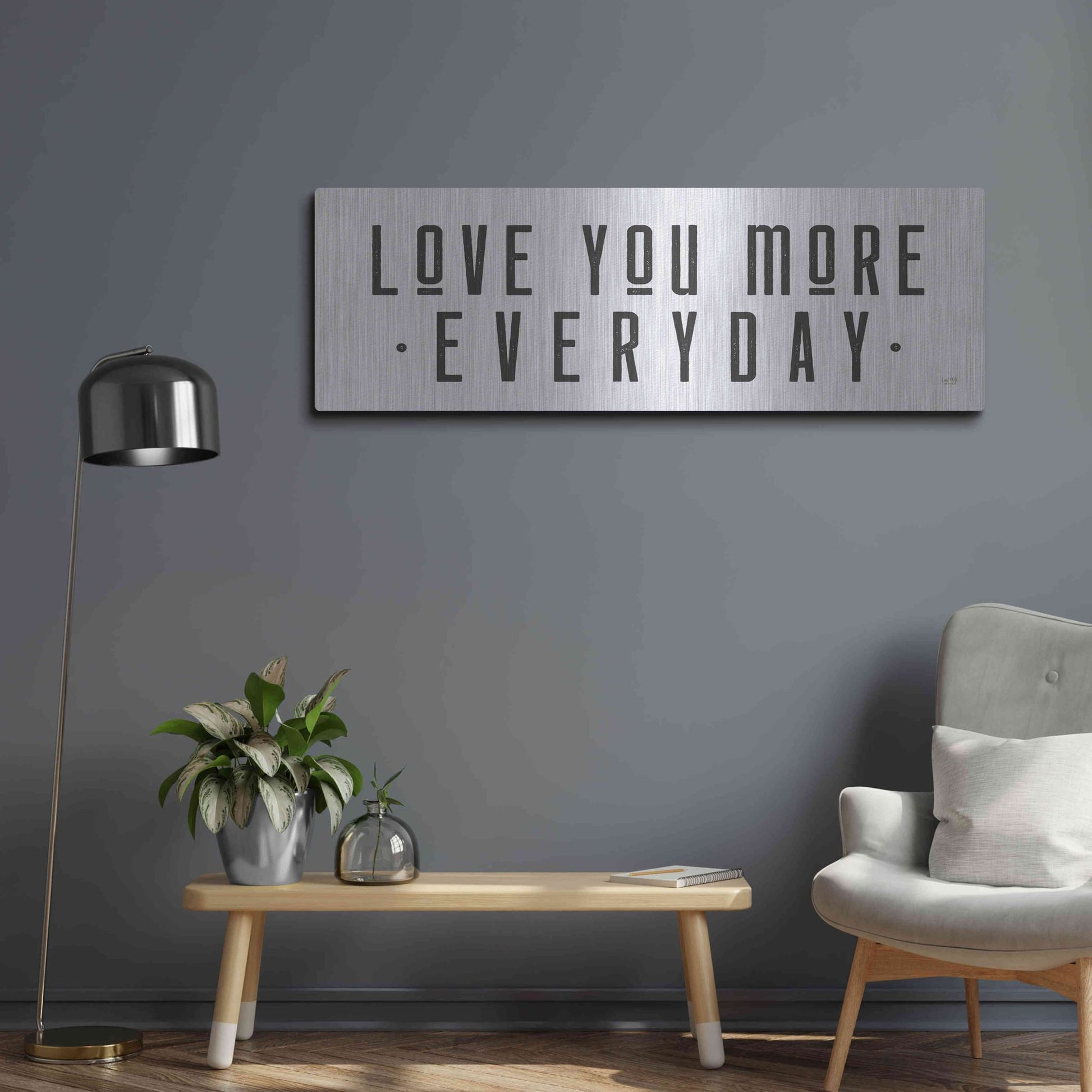 Luxe Metal Art 'Love You More' by Lux + Me Designs, Metal Wall Art,48x16