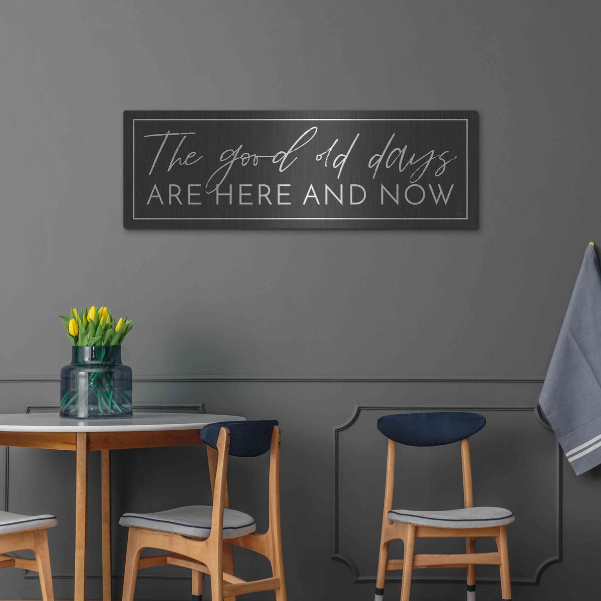 'The Good Old Days' by Lux + Me – Metal Wall Art, 48x16 room view