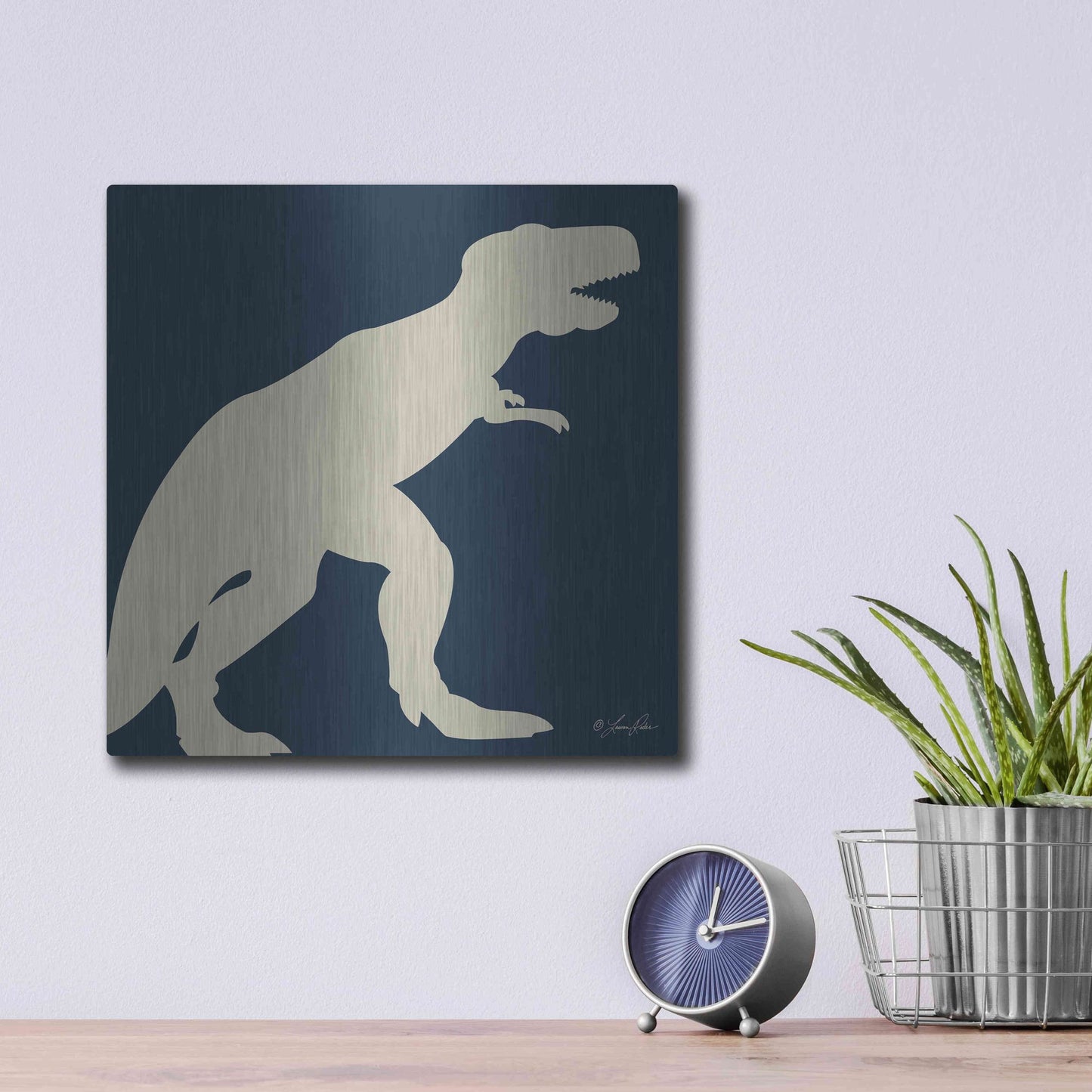 Luxe Metal Art 'Dino I' by Lauren Rader, Metal Wall Art,12x12