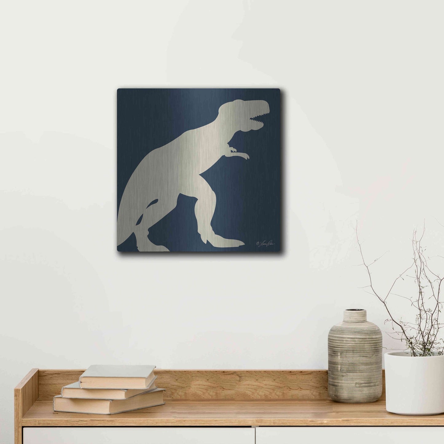 Luxe Metal Art 'Dino I' by Lauren Rader, Metal Wall Art,12x12