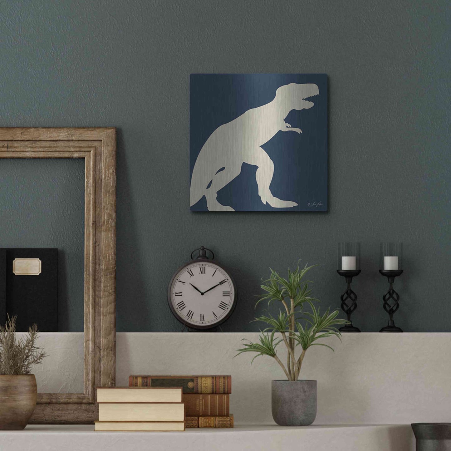 Luxe Metal Art 'Dino I' by Lauren Rader, Metal Wall Art,12x12