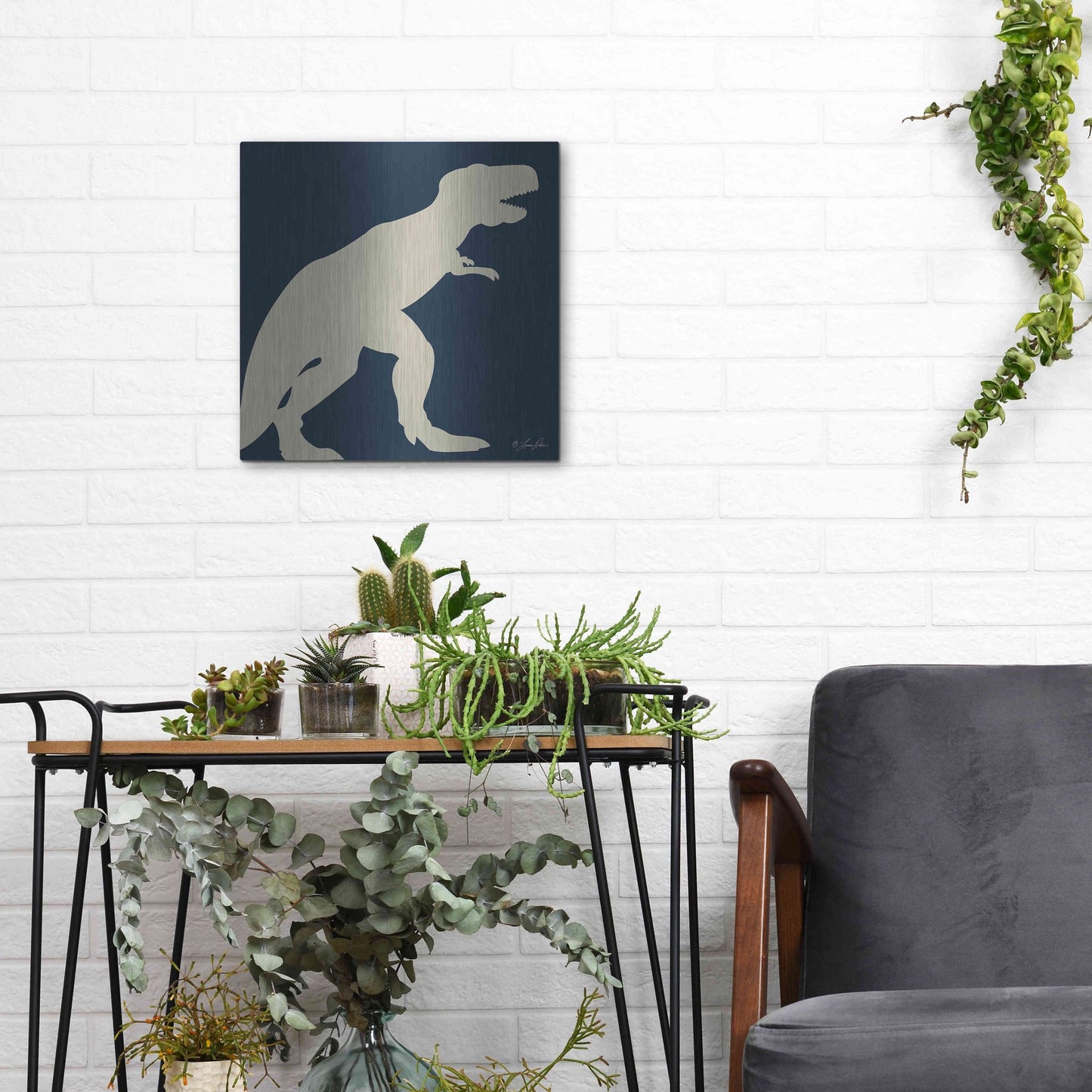 Luxe Metal Art 'Dino I' by Lauren Rader, Metal Wall Art,12x12