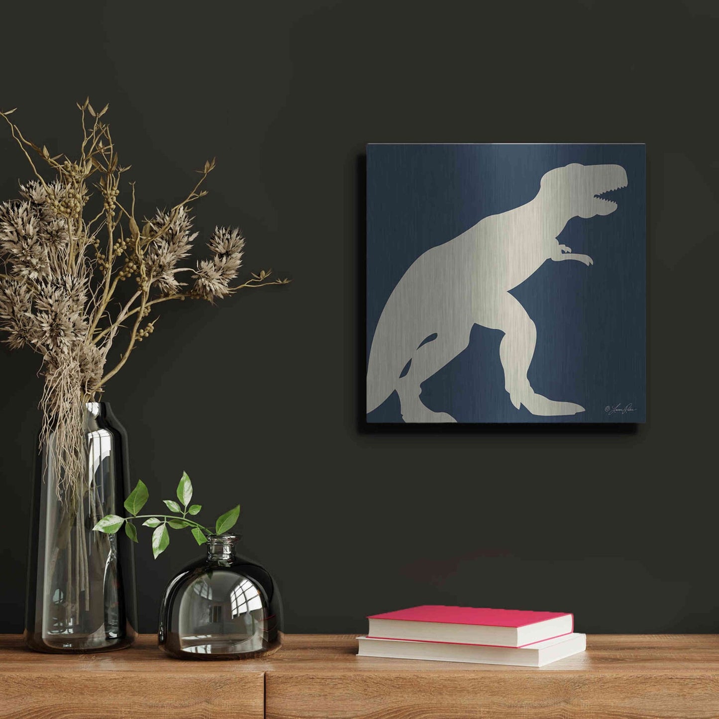 Luxe Metal Art 'Dino I' by Lauren Rader, Metal Wall Art,12x12