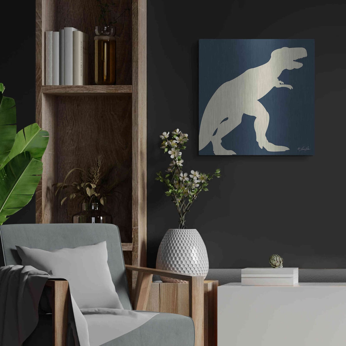 'Dino I' by Lauren Rader – Metal Wall Art, 24x24 room view