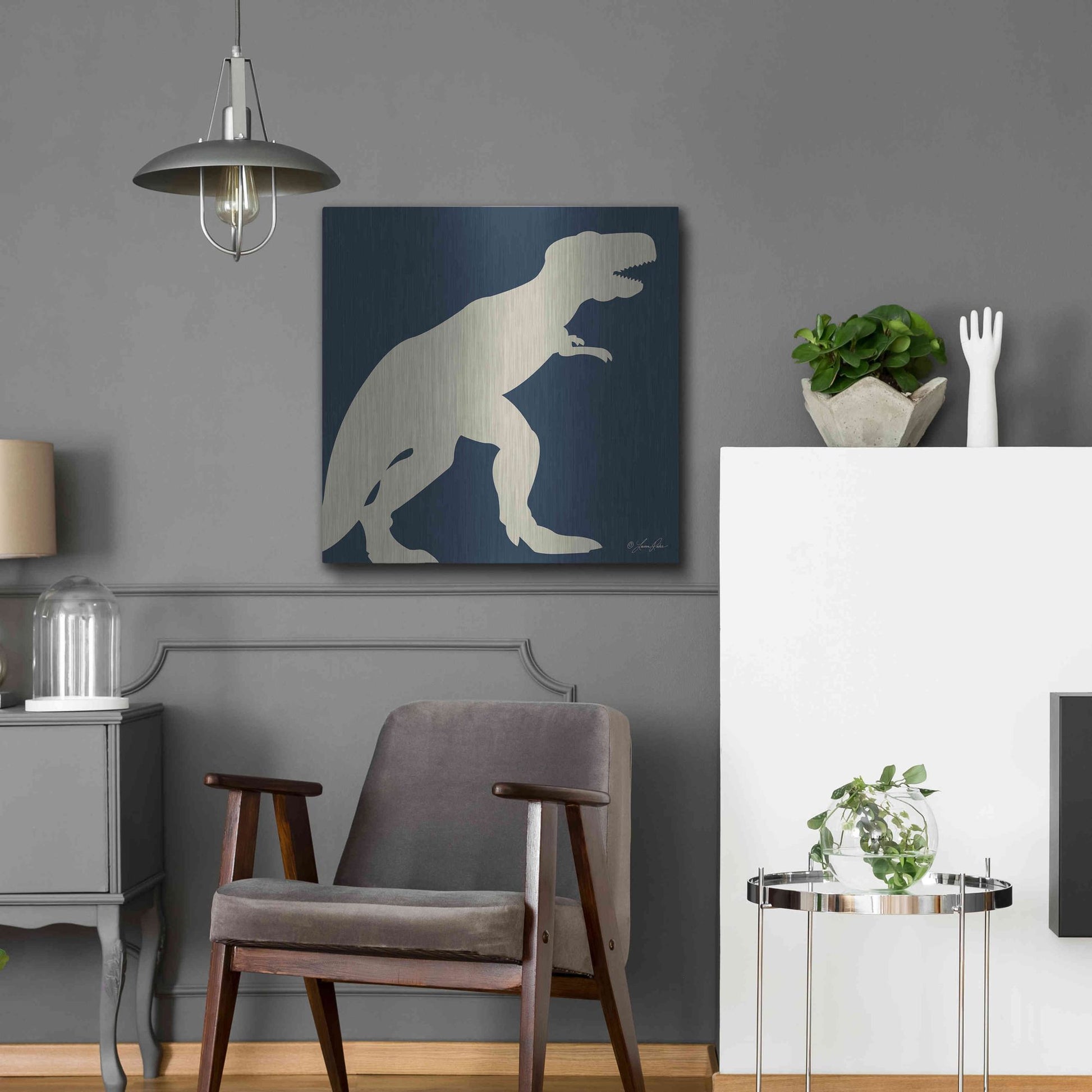 Luxe Metal Art 'Dino I' by Lauren Rader, Metal Wall Art,24x24