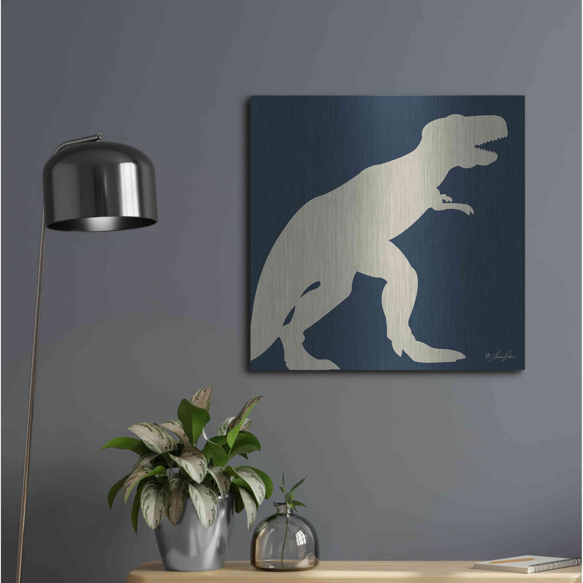 Luxe Metal Art 'Dino I' by Lauren Rader, Metal Wall Art,24x24
