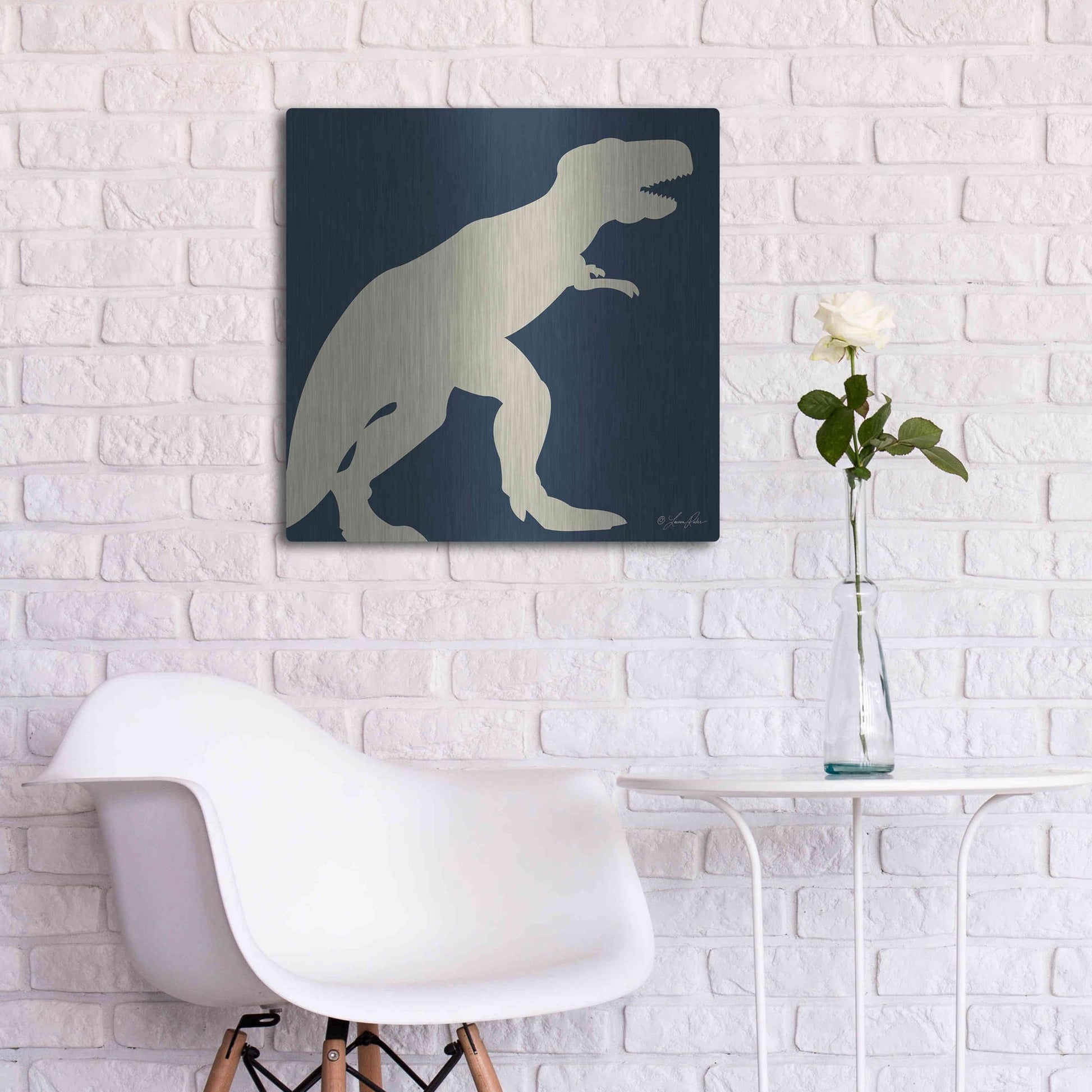 Luxe Metal Art 'Dino I' by Lauren Rader, Metal Wall Art,24x24