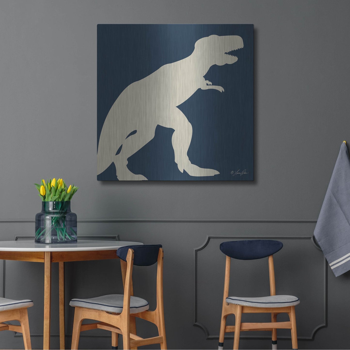 Luxe Metal Art 'Dino I' by Lauren Rader, Metal Wall Art,36x36