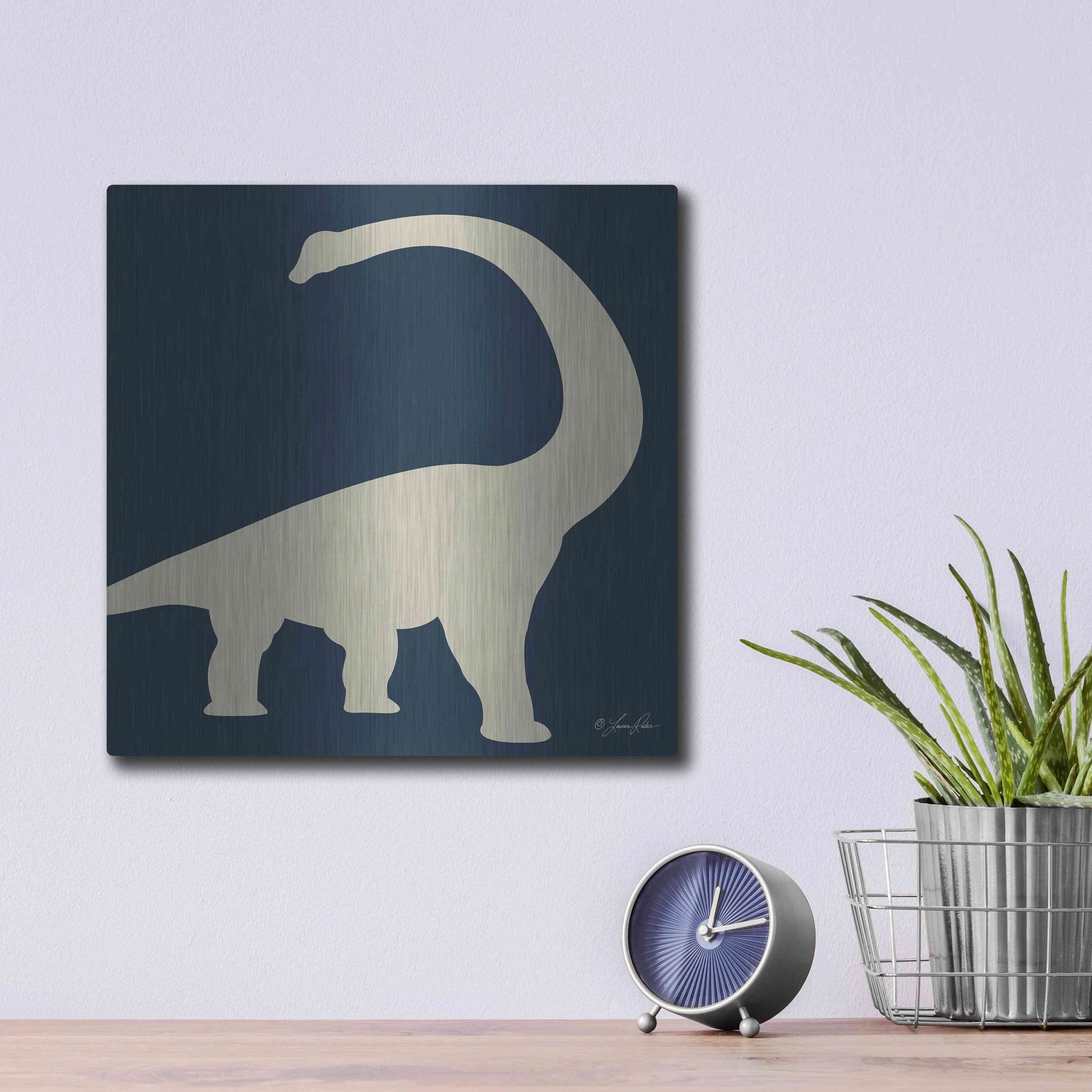 Luxe Metal Art 'Dino II' by Lauren Rader, Metal Wall Art,12x12
