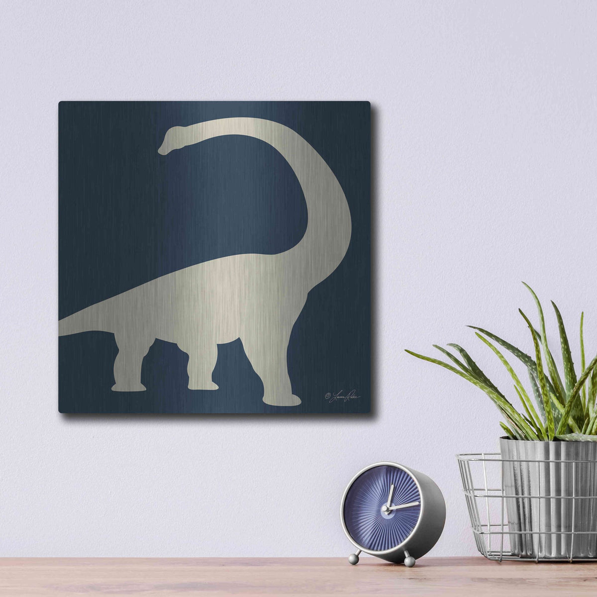 Luxe Metal Art 'Dino II' by Lauren Rader, Metal Wall Art,12x12