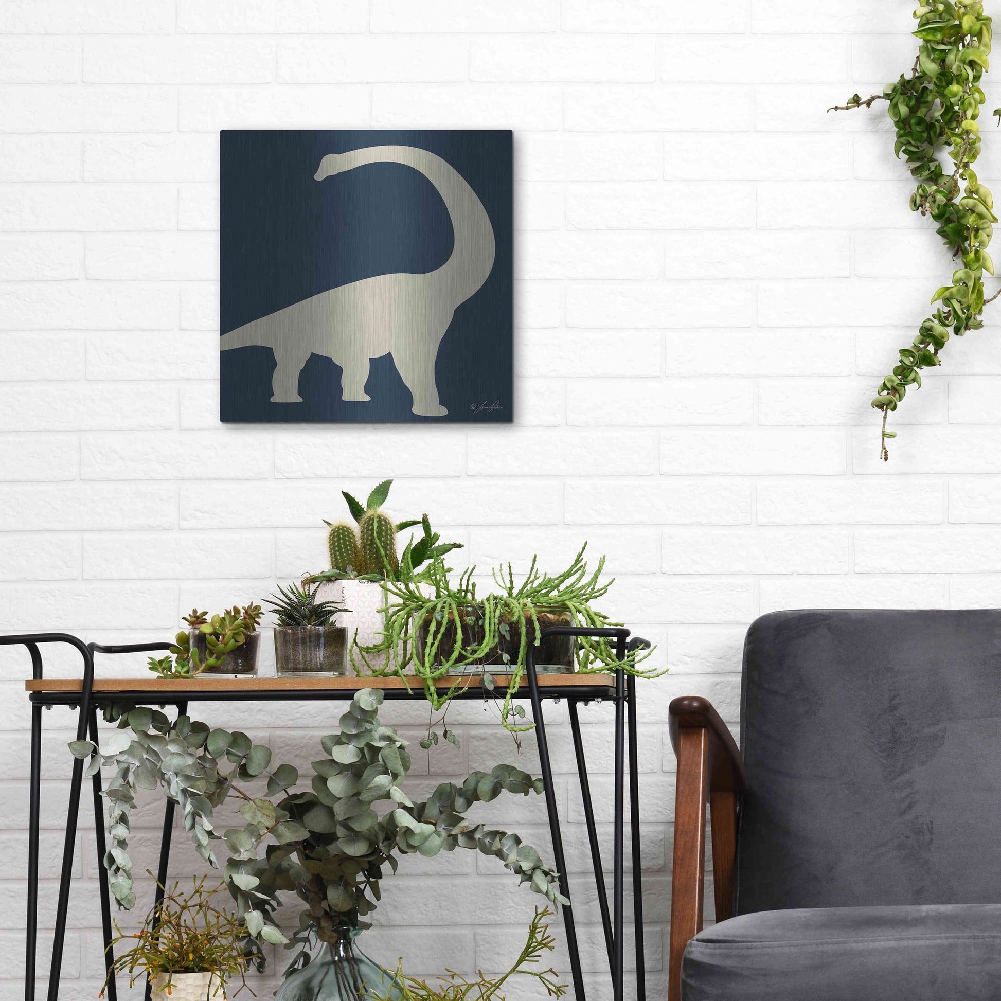 Luxe Metal Art 'Dino II' by Lauren Rader, Metal Wall Art,12x12