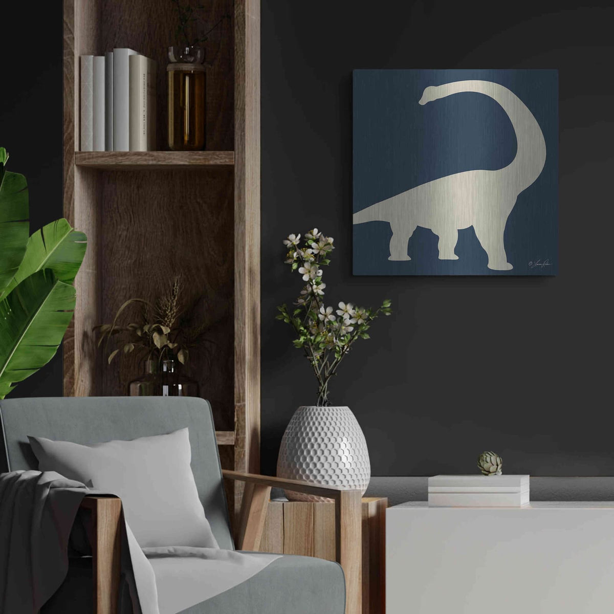 'Dino II' by Lauren Rader – Metal Wall Art, 24x24 room view