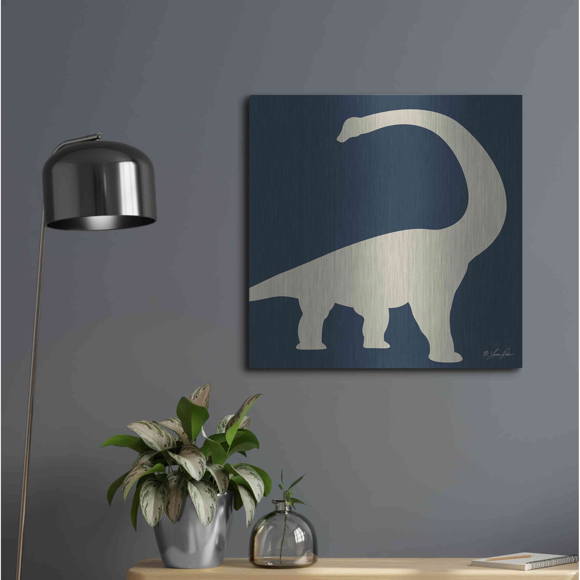 Luxe Metal Art 'Dino II' by Lauren Rader, Metal Wall Art,24x24
