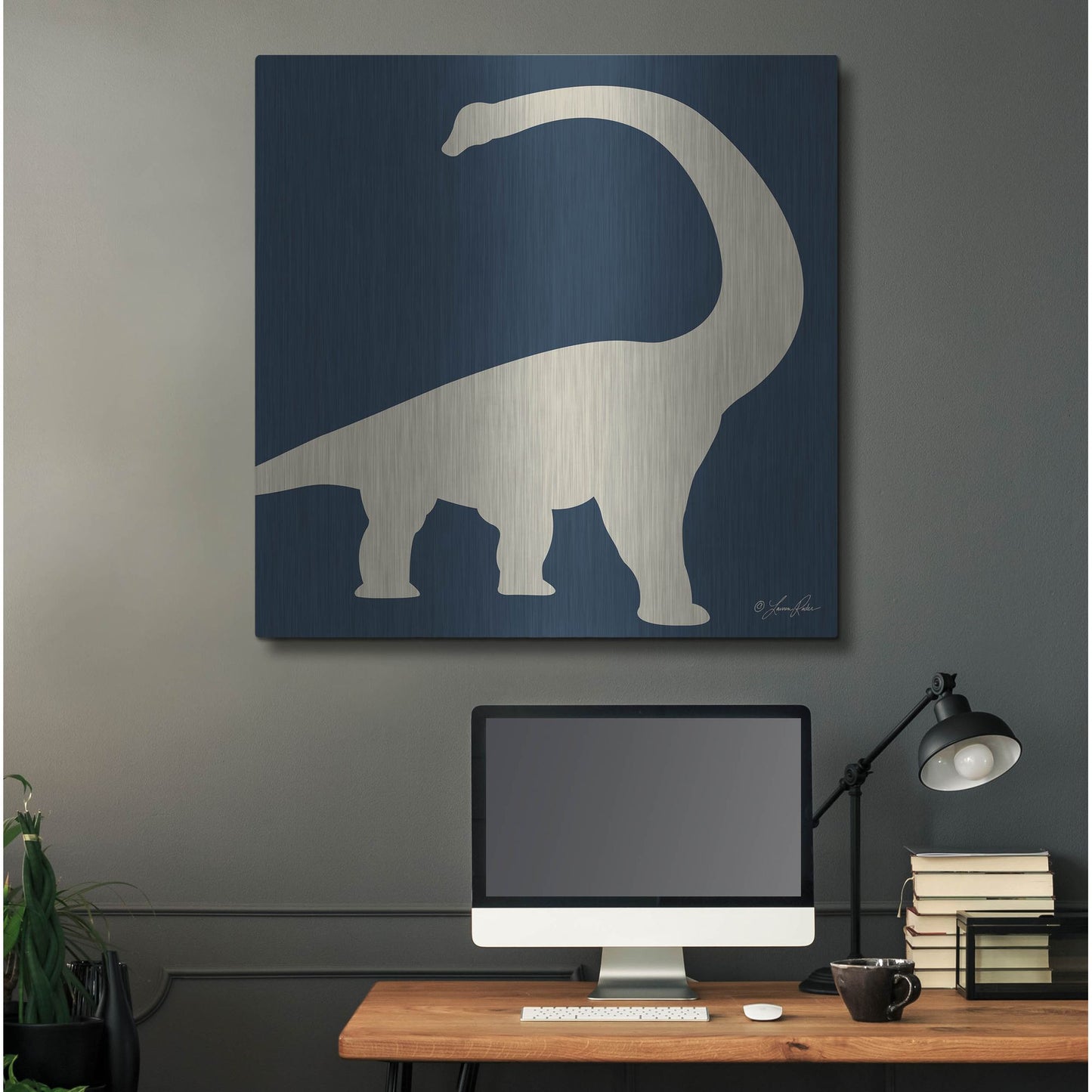 Luxe Metal Art 'Dino II' by Lauren Rader, Metal Wall Art,36x36