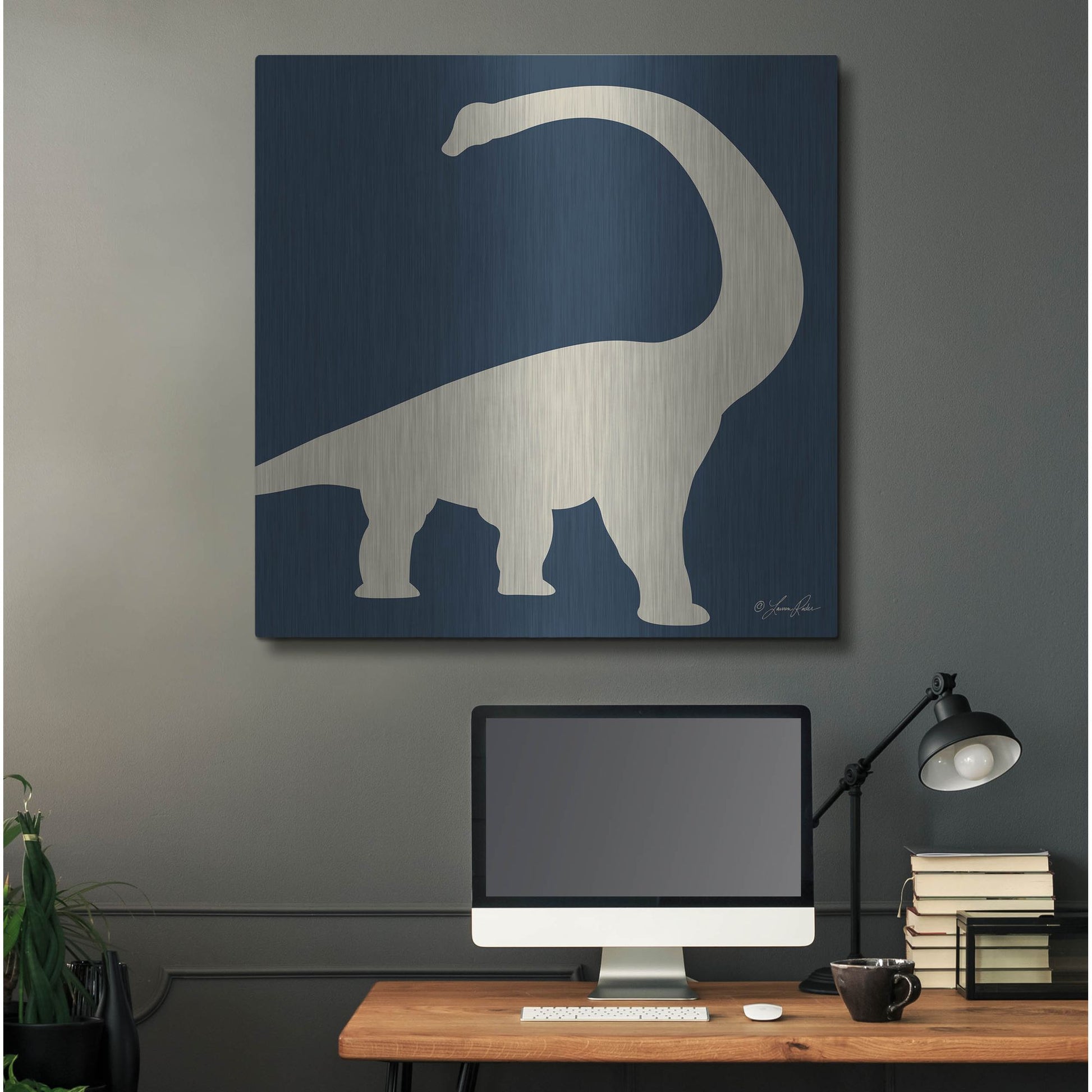 Luxe Metal Art 'Dino II' by Lauren Rader, Metal Wall Art,36x36