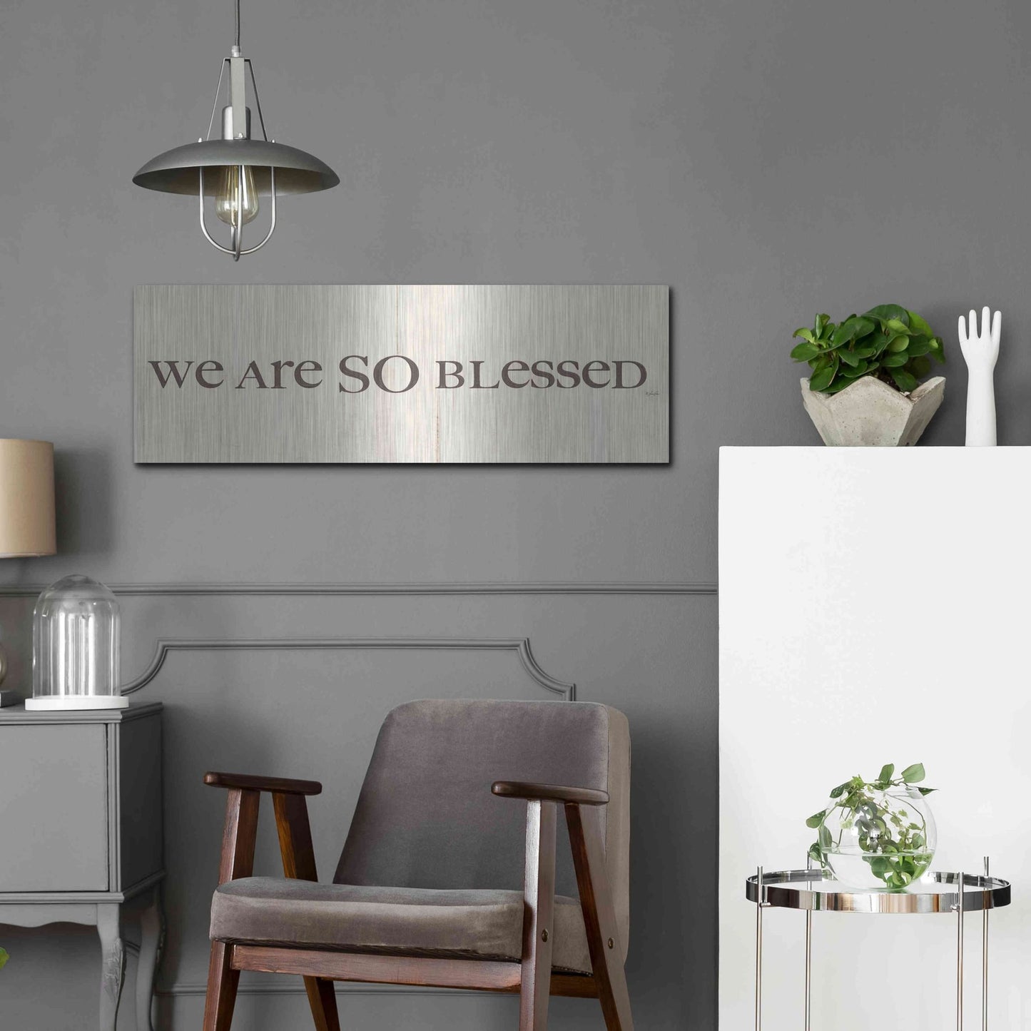 Luxe Metal Art 'We are so Blessed' by Lauren Rader, Metal Wall Art,36x12